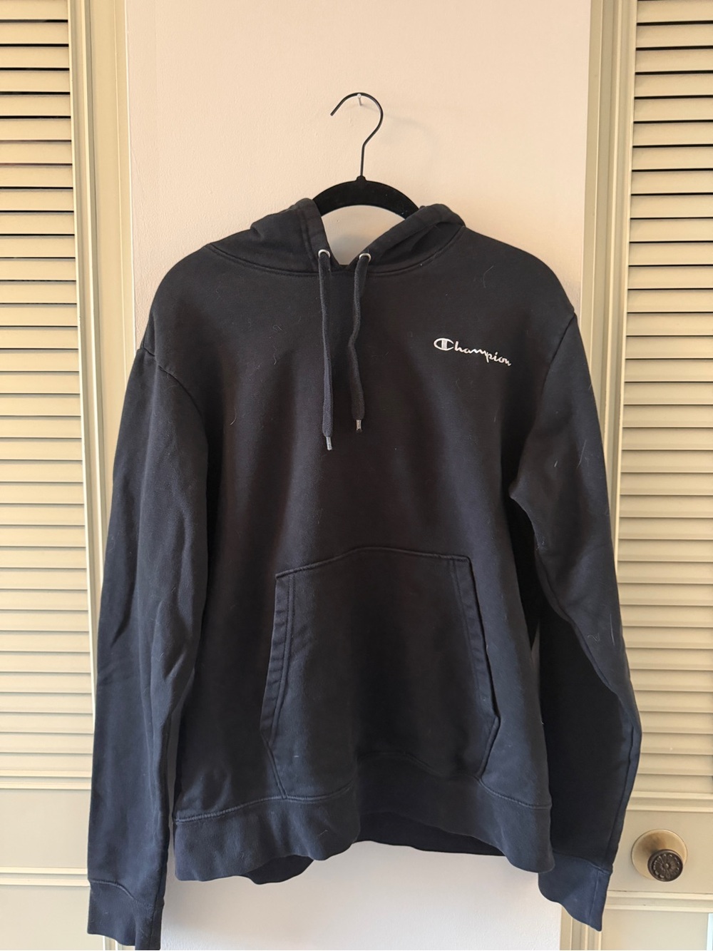 Champion Black Crewneck Hoodie with Script Logo